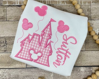 Kids Disney castle shirt, kids embroidered Disney shirt, custom Disney designs