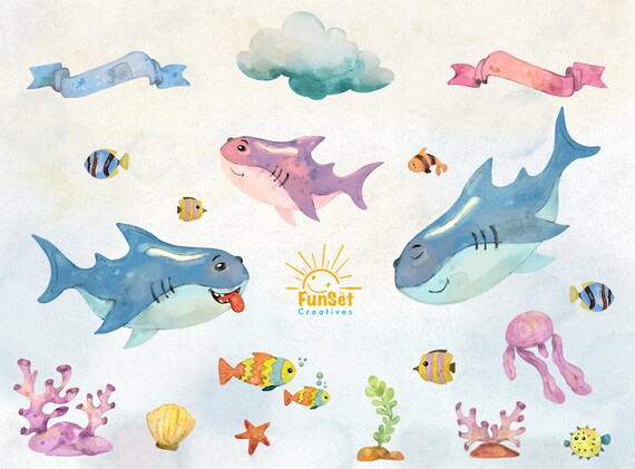 Baby Shark Clipart Watercolor Cute Sharks Clip Art Png Shark Etsy Baby Shark Clipart Watercolor Cute Sharks Clip Art Png Shark Etsy