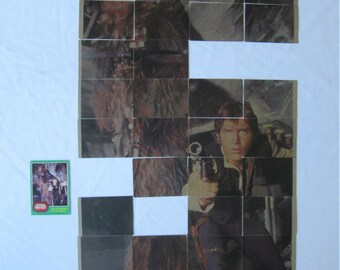 Vintage 1977 Star Wars Trading Cards, Topps Green Series 4, Almost Complete Puzzle Picture of Chewy & Han (-4) + Actual Picture Card (#199)