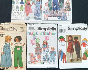Vintage Clothing Patterns, Uncut, Simplicity(4)/Butterick(1), Size AA Toddler