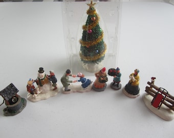Vintage Lemax Holiday Figurines: Hand-Painted Christmas Village Set