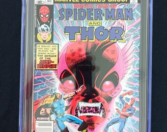 Vintage Comic Book, 1982 Marvel Team-Up, #115 Spider-Man & Thor, CGC 6.5, Scarce Newsstand, White Pages, Meru the Mind-Bender