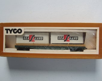 Vintage Tyco Trains, 4 Railroad Cars (Baby Ruth, Sea/Land, Union 76, BM), Cars in Great Condition, Original Boxes Worn (pictured) but Stable