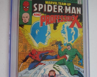 Vintage Comic Book, 1982 Marvel Team-Up, #118 Spider-Man & Professor X, CGC 7.0, Scarce Newsstand, White Pages, X-Men Cameo