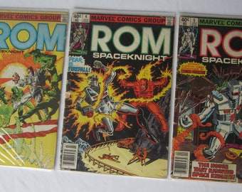 Vintage 1980's Marvel's ROM Spaceknight, 9 Episodes (3,4,5,8,29,33,34,35,36), All Scarce Newsstand, Raw, Mixed Condition