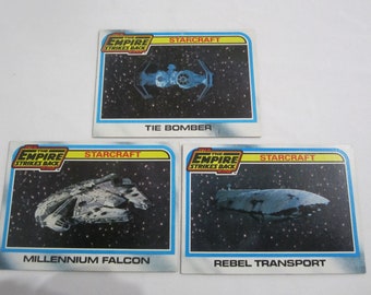 Vintage 1980 Star Wars The Empire Strikes Back Trading Cards, Vessels Collection (134,142,143), Great Condition w/Original Shine & No Marks
