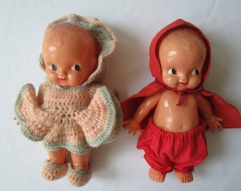 Vintage Irwin (Canada) Celluloid Dolls with Home-Made Outfits, 6.5" with Jointed Arms, from 1950's Knoebels Grove, Elysburg, PA