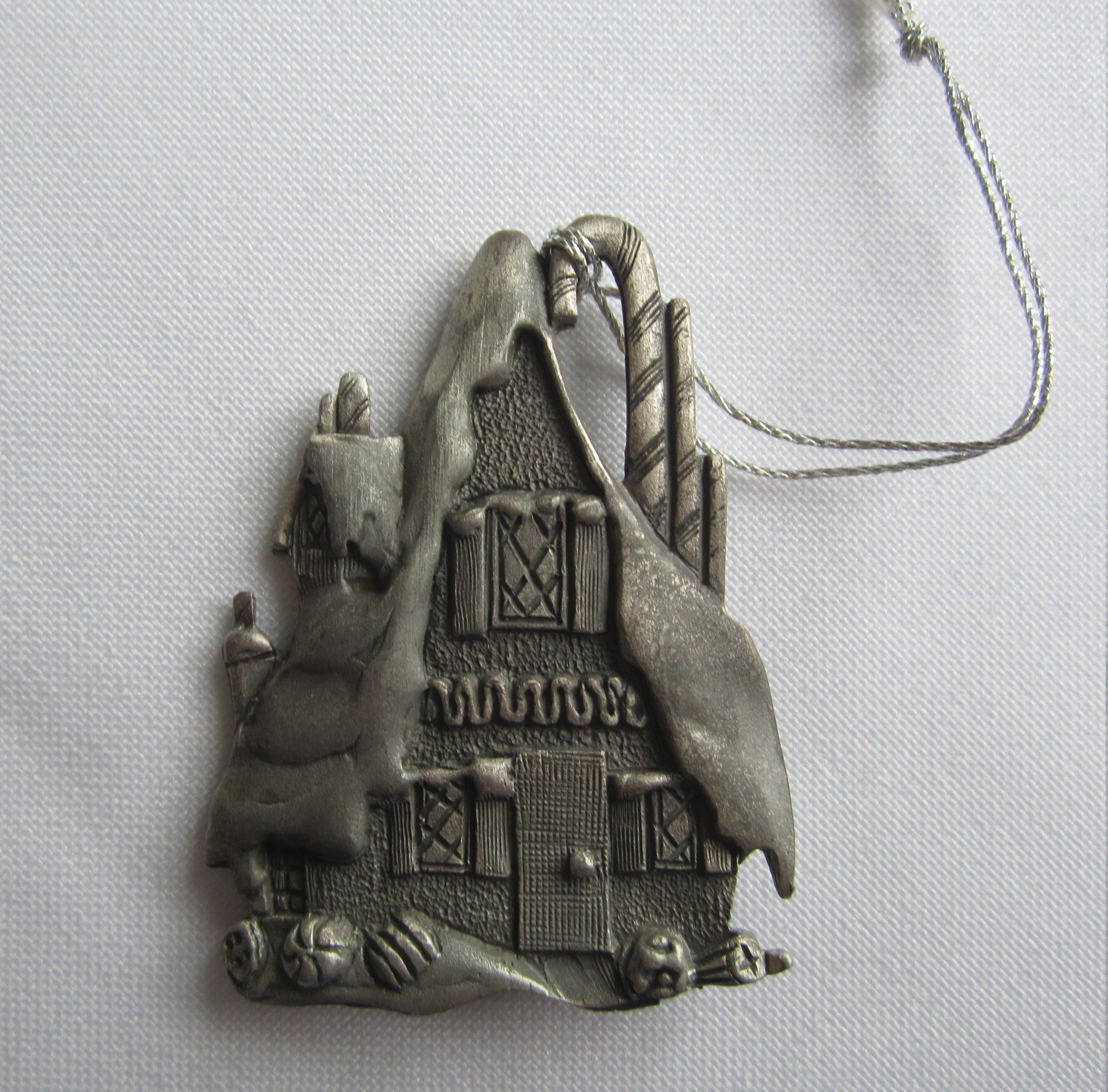 Vintage Pewter Christmas Ornament Snowy Holiday Etsy