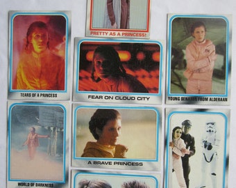Vintage 1980 Star Wars The Empire Strikes Back Trading Cards, Princess Leia Collection, Great Condition with Original Shine & Good Corners