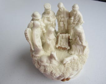 Vintage Nativity Music Box: Rotating Porcelain 'Silent Night' (1970)