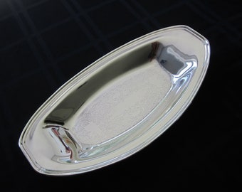 Vintage Silver on Copper Boat Dish, Silver Long Plate/Tray, 13.5", Previously Owned, Great Condition