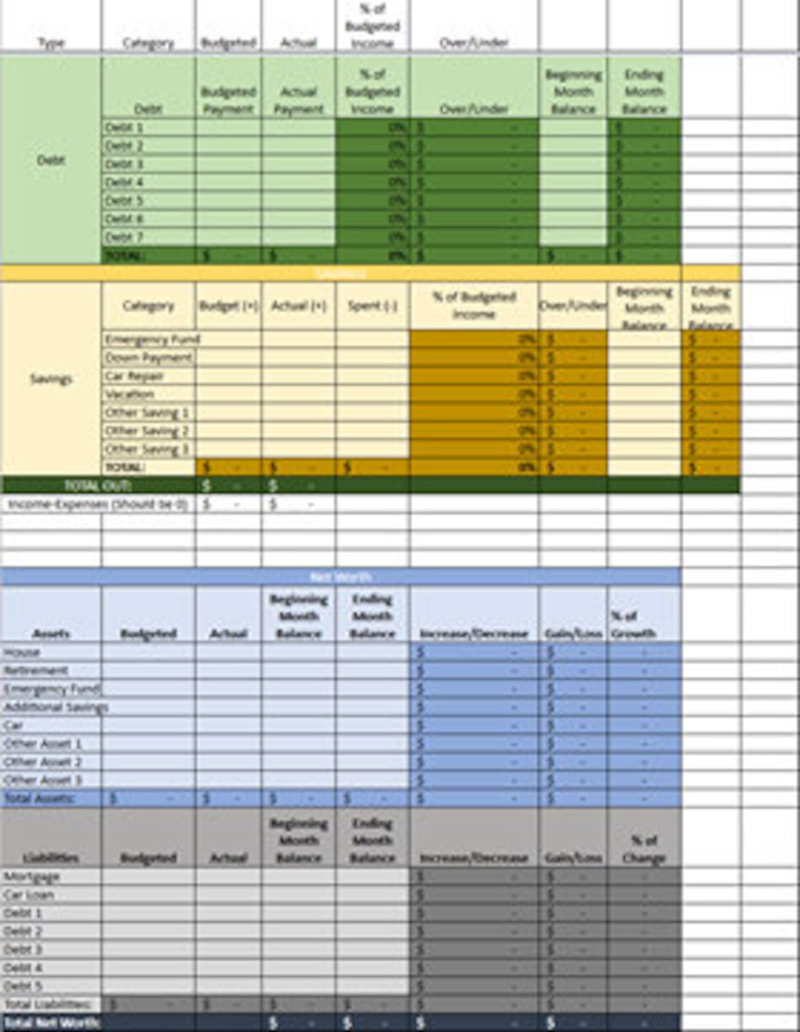 Monthly Budget Template Instant Download Zero based Budget Excel