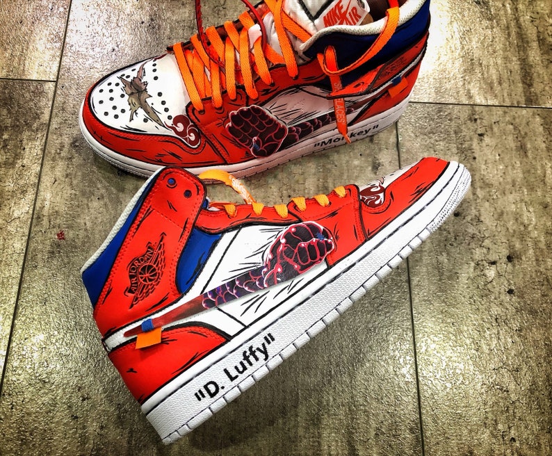 ONE PIECE X Air Jordan 1 Custom colour-way trainers sneakers | Etsy