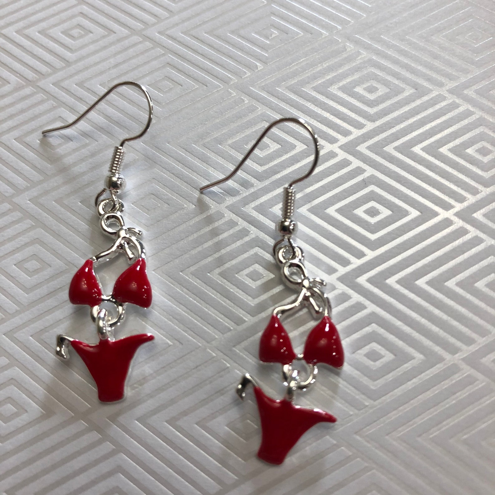 Red Bikini Dangle Earrings Etsy