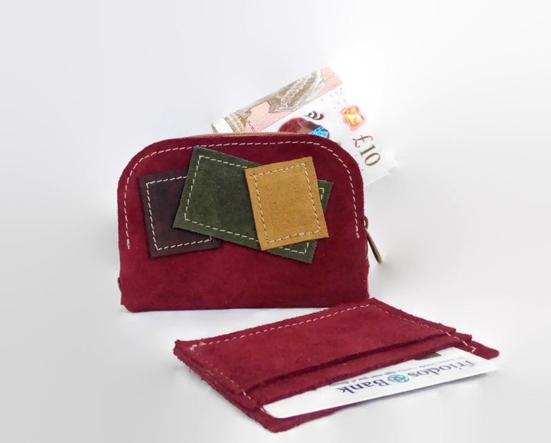 multipurpose handbag leather Set of Purse with card leather inspired by patchwork unique and exclusive. cases glass leather