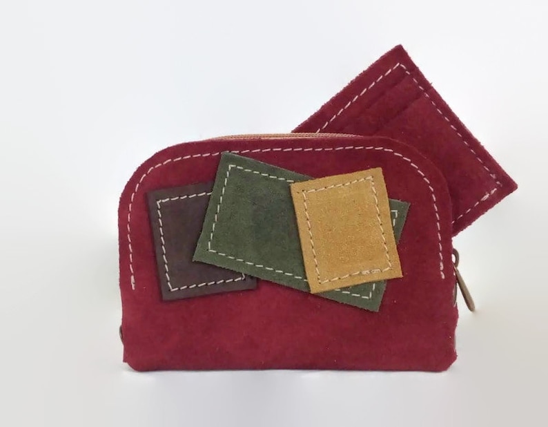 multipurpose handbag leather Set of Purse with card leather inspired by patchwork unique and exclusive. cases glass leather
