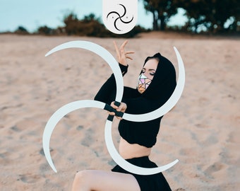 Wooden Buugeng White, S Staff Handmade Flow art props, Durable and Fun to Play With