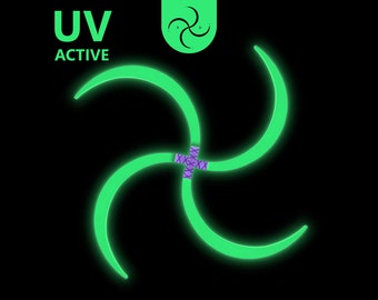 Wooden Buugeng UV Active Poison Green, S Staff Handmade Flow art props, Elevate Your Flow Art Skills