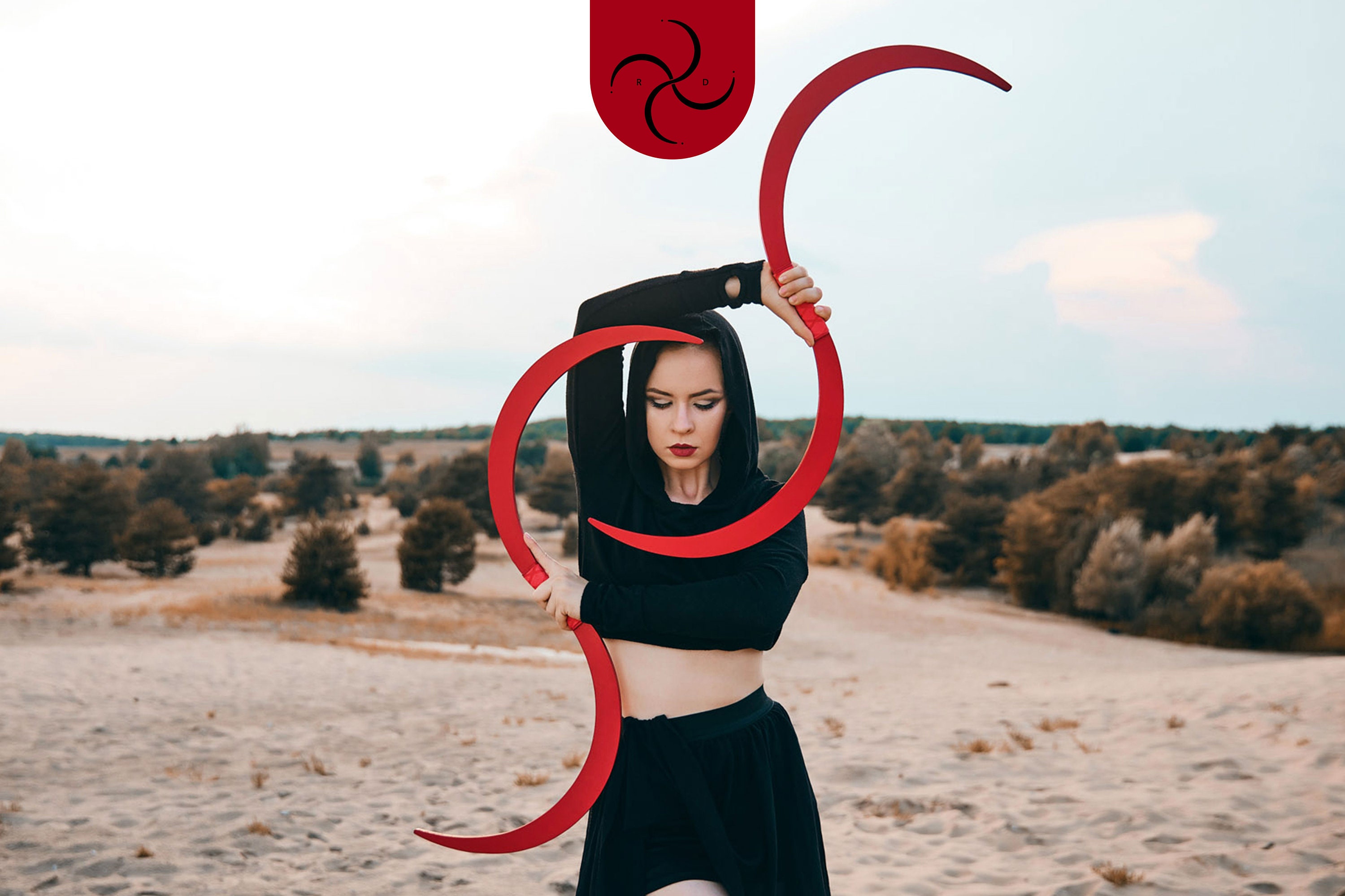 Wooden Buugeng Red, S Staff Handmade Flow art props, Start Your Visual Showmanship Journey