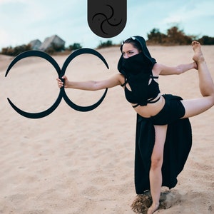 Wooden Buugeng Black, S Staff Handmade Flow art props, Elevate Your Circus Performances