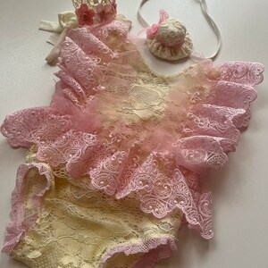 Baby-Mädchen-Spitzen-Outfit mit Krone/Minihut, Foto-Requisiten-Outfit, Smash Cake, erster Geburtstag, Sitter-Requisiten-Outfit, Geburtstagskrone, Requisitenkrone