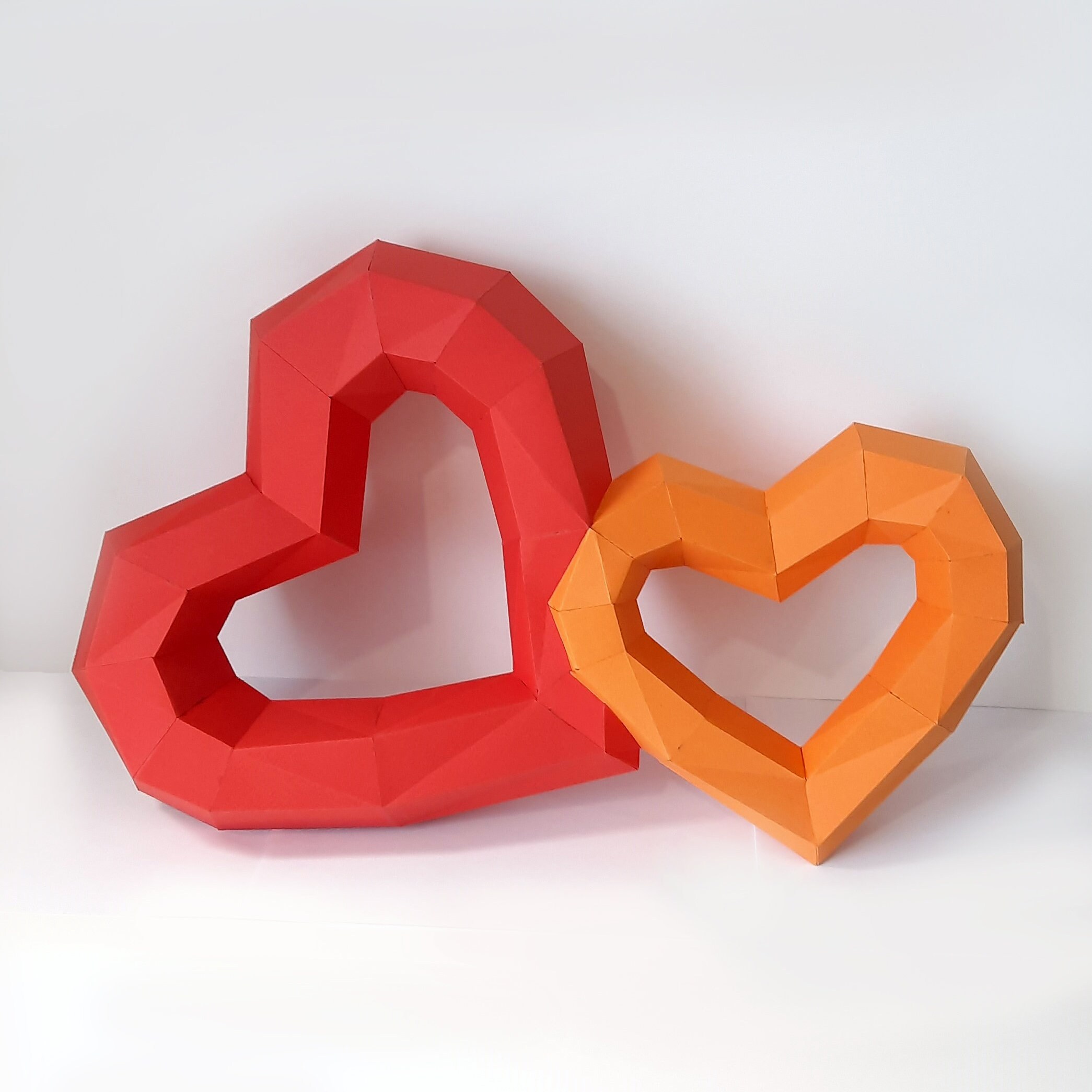 3D Papercraft Low Poly Hearts DIY Valentine's day Gift Etsy