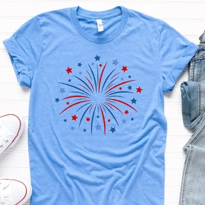 Fireworks Shirt Patriotic Shirt 4th of July Shirt American Flag Shirt Fourth of July USA Flag Shirt, Family Shirt, Stars and Stripes