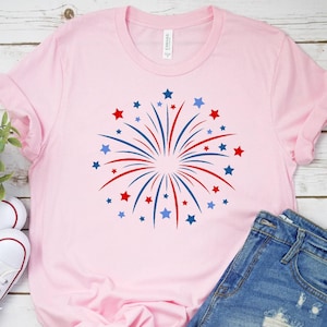 Fireworks 4th of July Shirt - American Flag, Family Friendly Tee