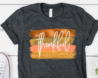 Thankful Brushstroke Tee: Cozy Fall Thanksgiving Shirt