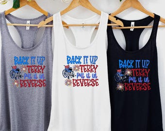 Back It Up Terry Put It In Reverse Tank Top: Patriotic Ladies Racerback