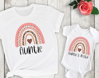 Auntie Matching Shirts: Rainbow Design - Soft Cotton Tees