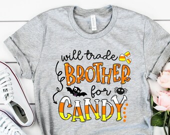 Halloween Kids Tee, Funny Sibling Candy Graphic Shirt - Trick Or Treat Design, Fall Costume