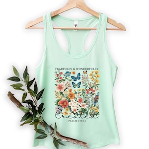 Fearfully And Wonderfully Created Tank Top Religious Christian Tank Top Bible Verse God Lover Gift Christian Gifts Racerback Tank Top