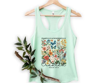 Fearfully Wonderfully Created Tank Top: Christian Racerback, Bible Verse