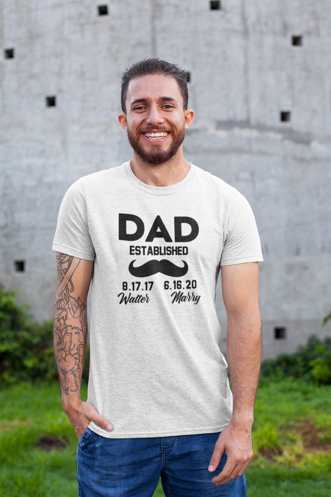 Dad Established T-shirt Personalized Dad Shirt Father's - Etsy
