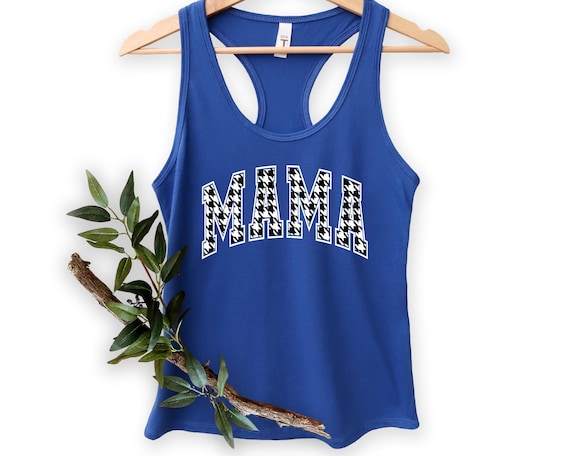 Checkered Mama Tank Top: Retro Varsity Racerback
