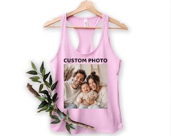 Custom Photo Racerback Tank Top Personalized Family Picture Gift
