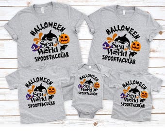 Halloween Sea World Family T-Shirt, Orca Pumpkin Costume, Matching Outfits