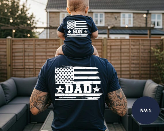 Dad and Son Shirts: Patriotic USA Matching Tees (Father's Day, 4th of July, Christmas)