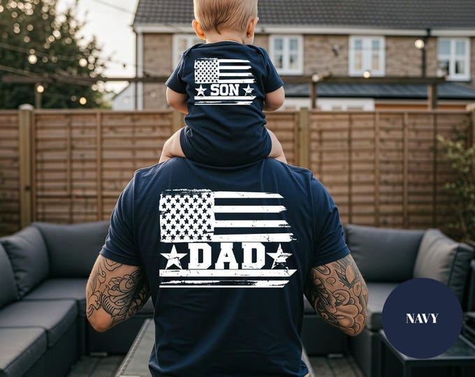 Dad and Son Shirts: Patriotic USA Matching Tees (Father's Day, 4th of July, Christmas)