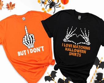 Funny Couple Halloween Shirt, Skeleton Hands Graphic, Matching Outfits