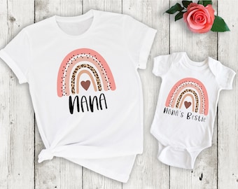 Nana & Bestie Matching Shirt: Rainbow Granddaughter/Grandson Tee