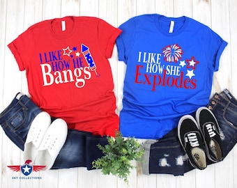 Matching 4th of July Couple Shirts: American Flag Design