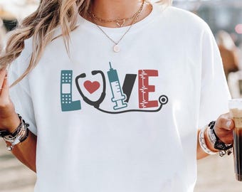 Love Nurse Shirt: Nursing Student Gift, Essential Worker Tee