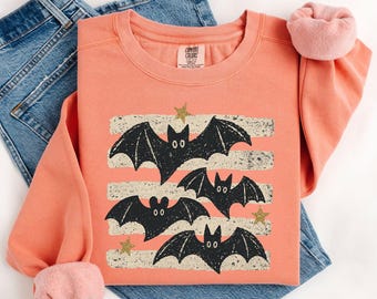 Comfort Colors® Vintage Bat Shirt, Retro Halloween Spooky Season Tee