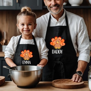 Turkey Cooking Apron - Personalized Name - Autumn Baking Gift | Custom Holiday Kitchen Wear