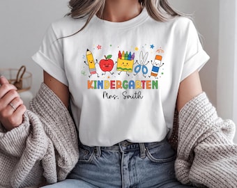 Personalized Kindergarten Shirt, Custom Name Teacher or Student Tee