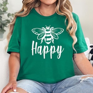 Bee Happy Shirt: Positive Message Tee (Lightweight, Soft Cotton) image 13