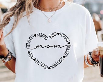 Mom T-Shirt: Heart Graphic Design - Soft Cotton Blend