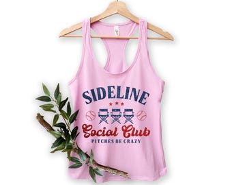 Sideline Social Club Tank Top: Funny Softball Racerback Shirt
